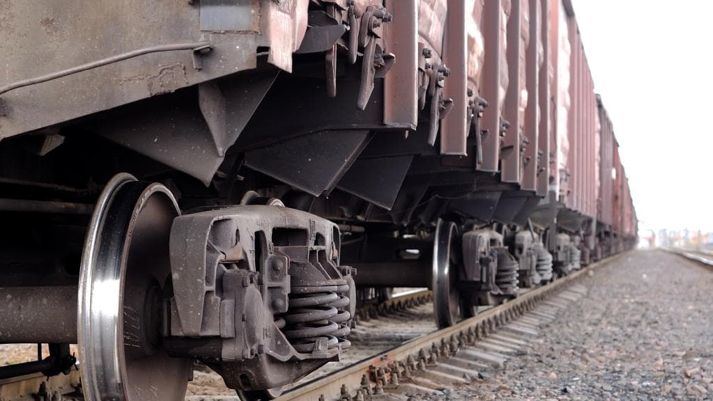 Freight train on a rail corridor