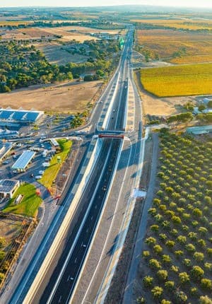 Aerial view of the Main South Road duplication works